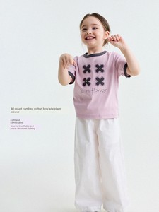 Yunerma Girls' Summer New Style 3D Ruffle Straight-Leg Pants Children's Thin Anti-Mosquito Pants Baby Casual Pants Trend