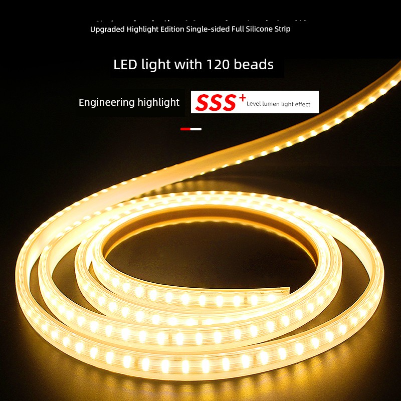 LED Light Strip Waterproof Outdoor Colorful Color Changing Living Room Home Light Bar Line Light Super Bright 220V Soft Light Belt