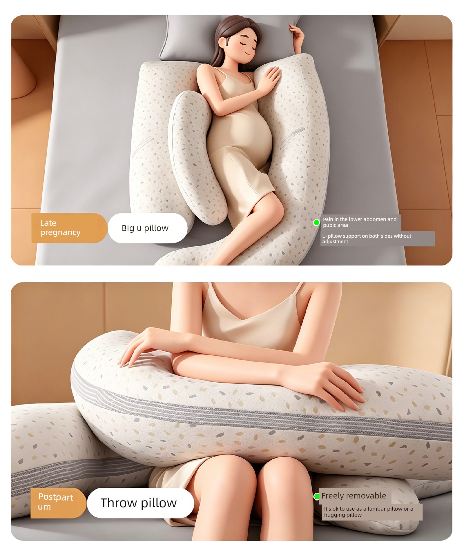 Invebaby Pregnancy Pillow for Waist Support, Side Sleeping, and Belly Support, Special Pillow for Sleeping during Pregnancy, Gift — 9