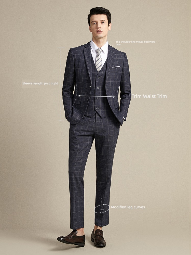 Self-cultivation Korean leisure Britain lattice groom man 's suit