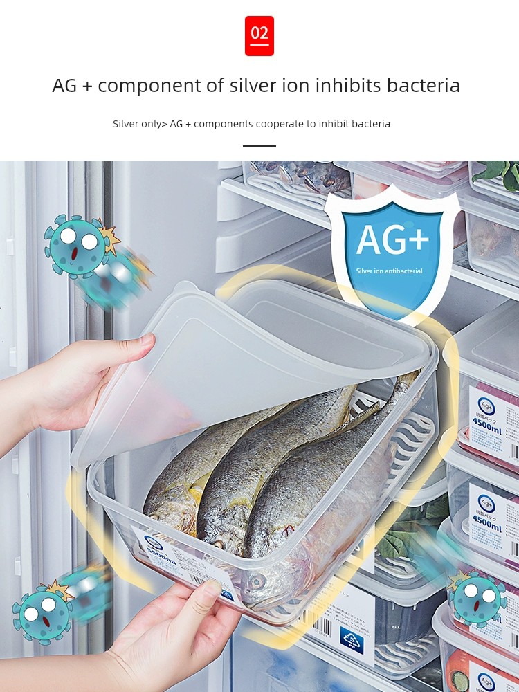 日本抗菌保鮮盒食品級專用 速凍肉雙開門冰箱收納盒