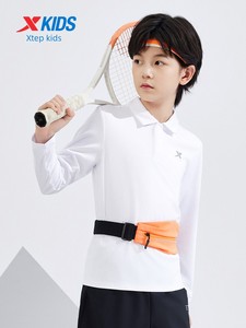 Xtep Children's Short-Sleeve Polo Shirt 2026 Summer New Boys' Quick-Dry Short T-Shirt for Older Children with a Turn-Dow