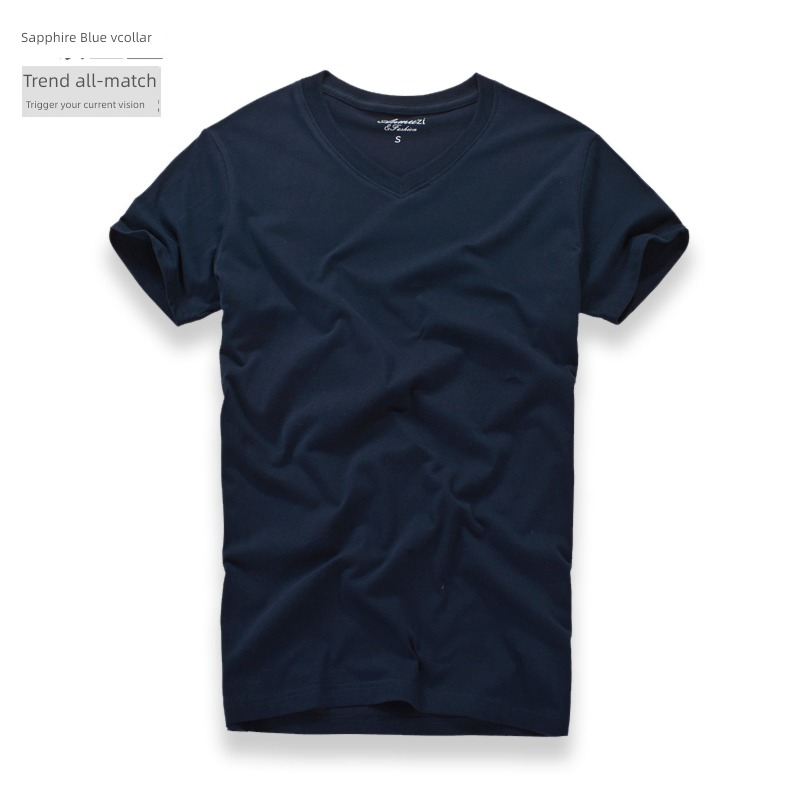 man V-neck summer wear youth Net color leisure time Short sleeve T-shirt