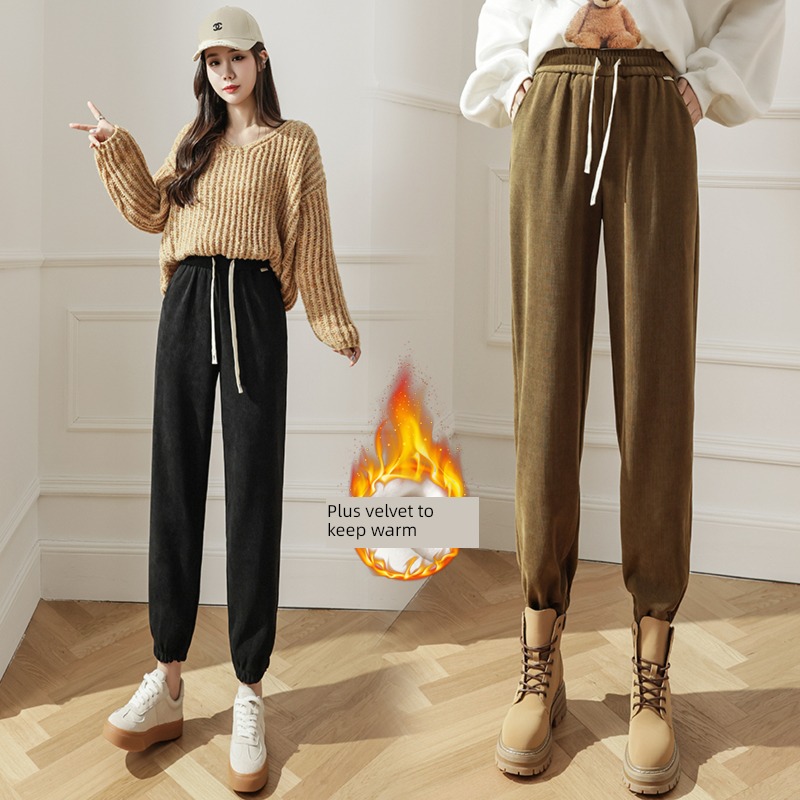 Autumn and winter Plush easy chenille  Minority Sports pants