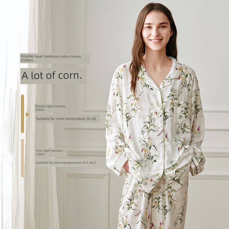Cutelife Women's Bamboo Cotton Pajamas Suit Confinement Clothing — 5