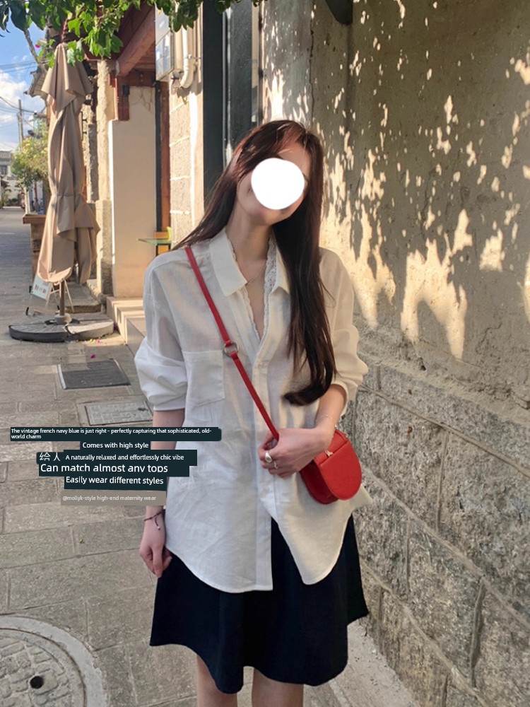 Japanese-Style College-Style Half-Skirt for Pregnant Women, Summer Thin Fashion Slimming Versatile Lazy Puff Skirt A-Line Midi Skirt — 4