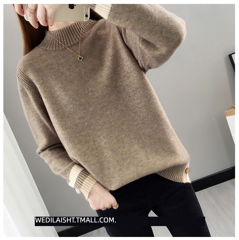 Half high collar easy Plush thickening knitting ma'am sweater