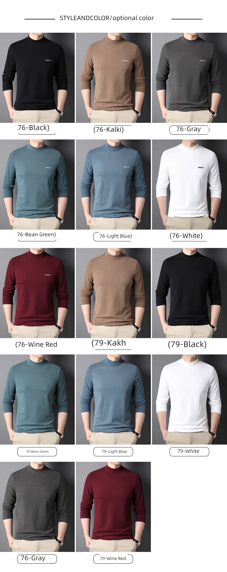 Romon man keep warm Undershirt Sweater Long sleeve T-shirt