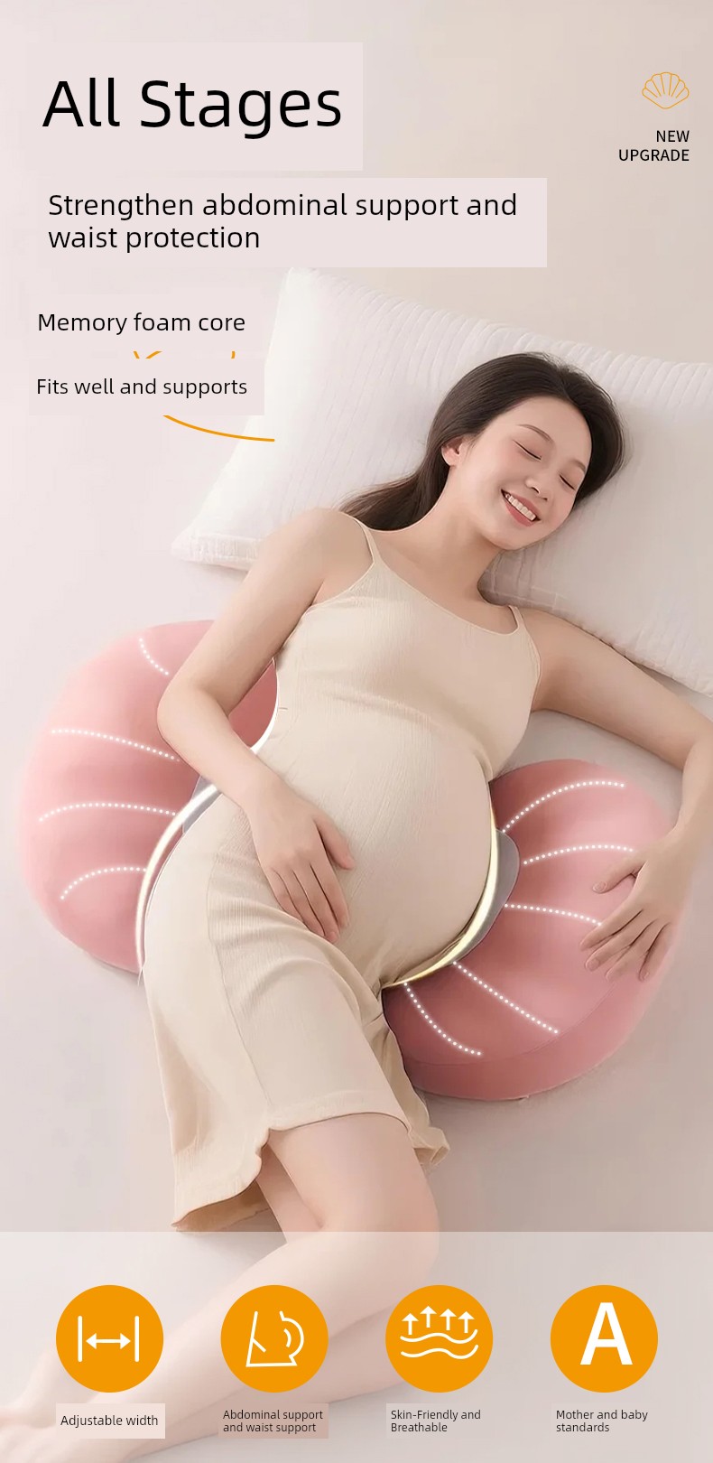 Domibaby Pregnancy Pillow, Waist Support Side Sleeping Pillow, Belly Support U-Shaped Pillow, Special Pillow for Sleeping during Pregnancy, Shell Pillow — 2
