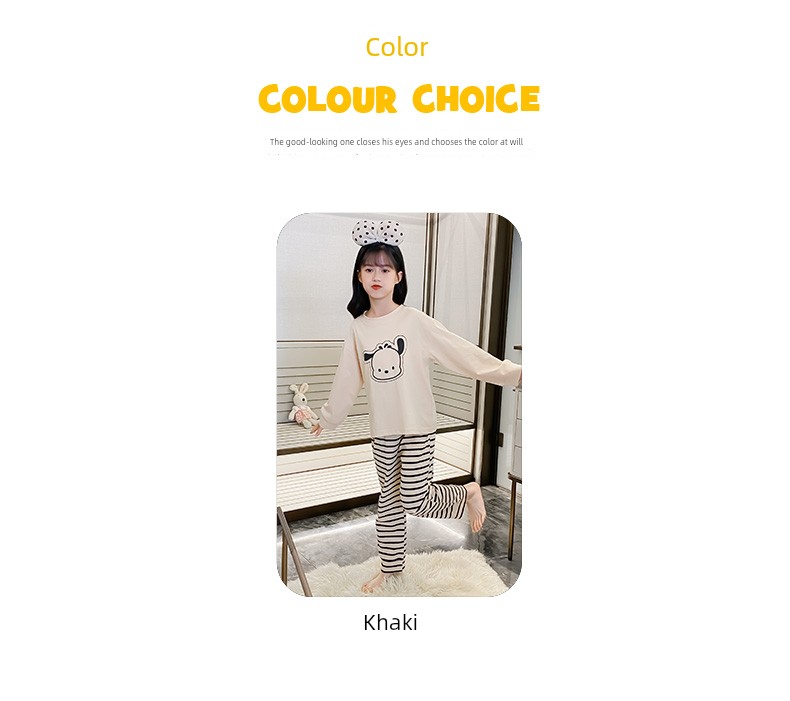 2026 New Children's Home Wear for Older Kids, Summer Air-Conditioned Clothing, Long-Sleeve Girls' Pajamas, Spring and Autumn Style, Pure Cotton — 5