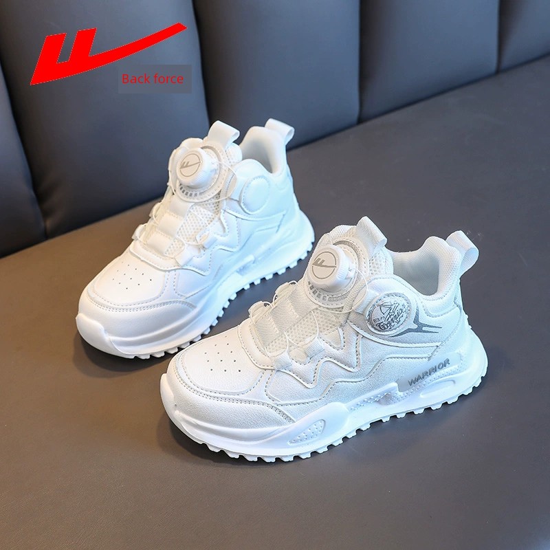 Warrior Kids Campus Rotating Buckle Breathable White Shoes — 1