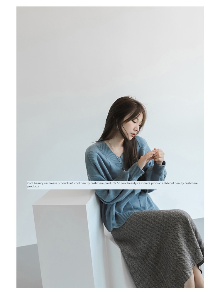 V-neck Twisted flower easy sweater have cash less than that is registered in the accounts pure Cashmere sweater