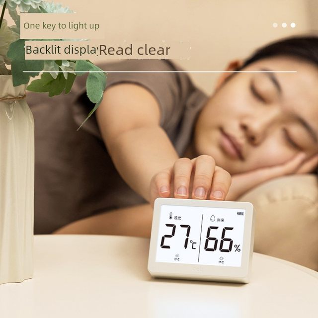 Deli Electronic Temperature and Hygrometer Wall-mounted Indoor Thermometer Home Digital Display High Accuracy Precision Baby Room Humidity Meter