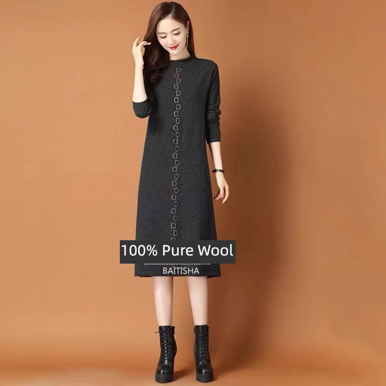 ma'am Autumn and winter thickening longuette knitting cardigan