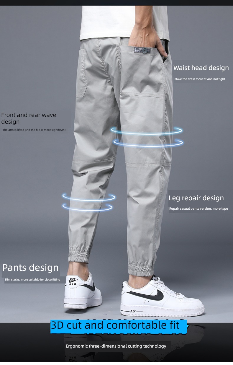 dandy black Versatile spring and autumn Nine points Casual pants