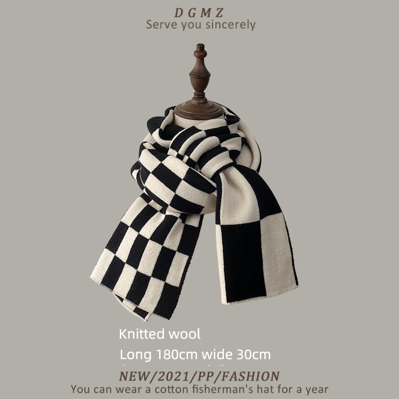 original Advanced sense black winter Knitting wool scarf