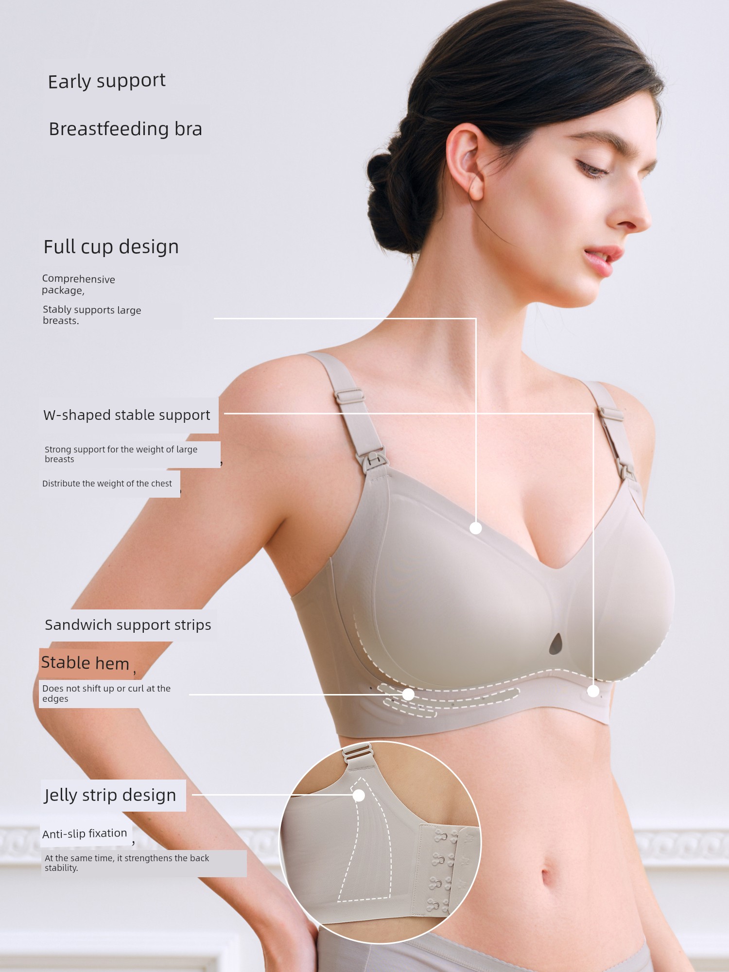 Domiamia Large-Breasted Nursing Bra Anti-Sagging Support Maternity Bra Large Size Postpartum Nursing Bra — 4