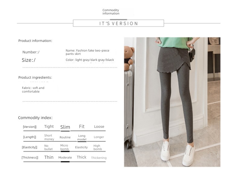 Buttocks Fake two pure cotton autumn Thin money Tight fitting Culotte