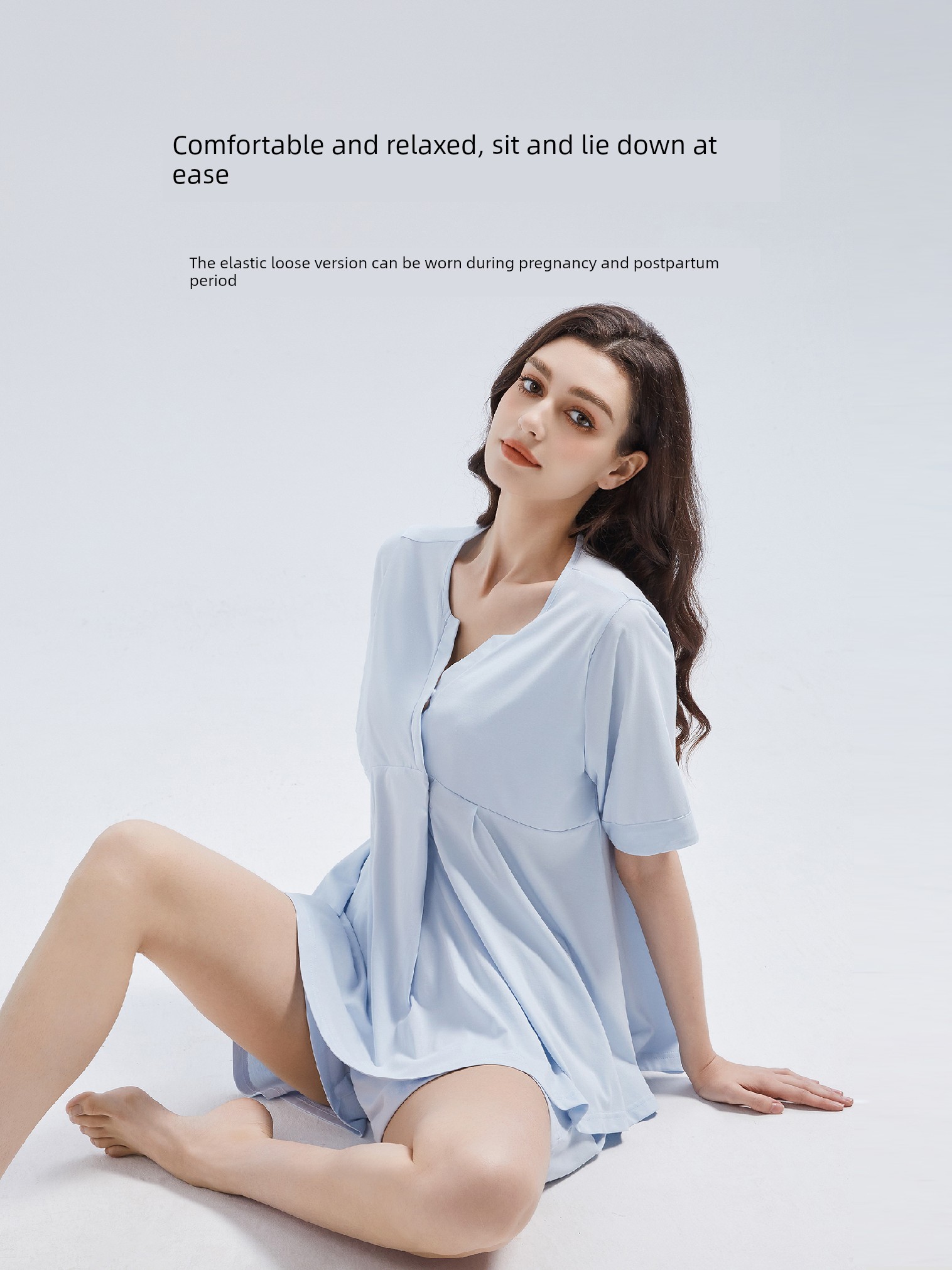Gemeizi Maternity Pajamas Short Sleeve Summer Pregnancy Prenatal Modal Postpartum Nursing Homewear with Chest Pad Set — 3
