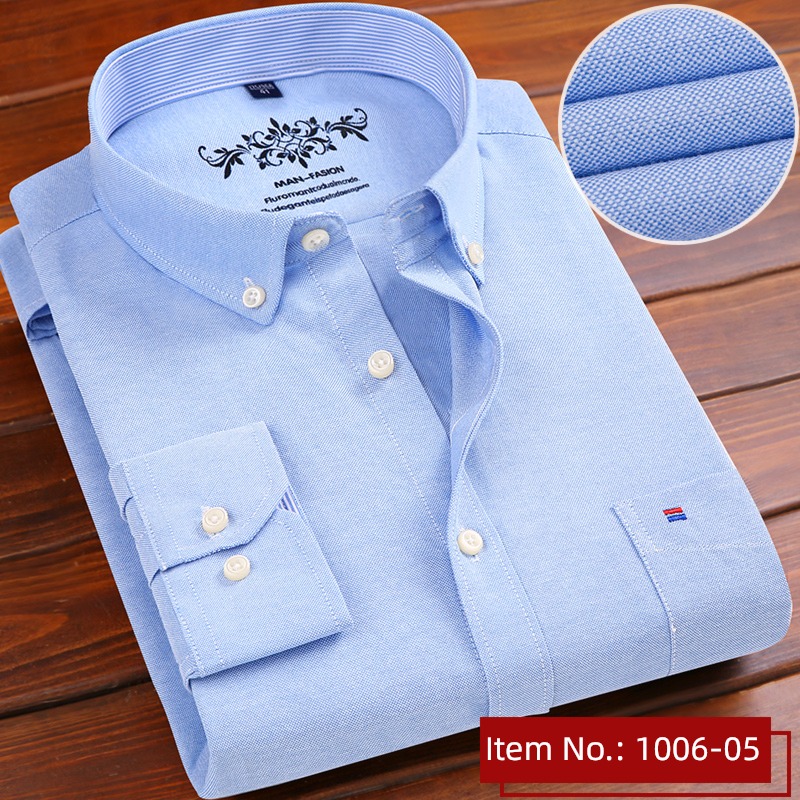 Autumn and winter oxford white inch Plush thick Long sleeve shirt