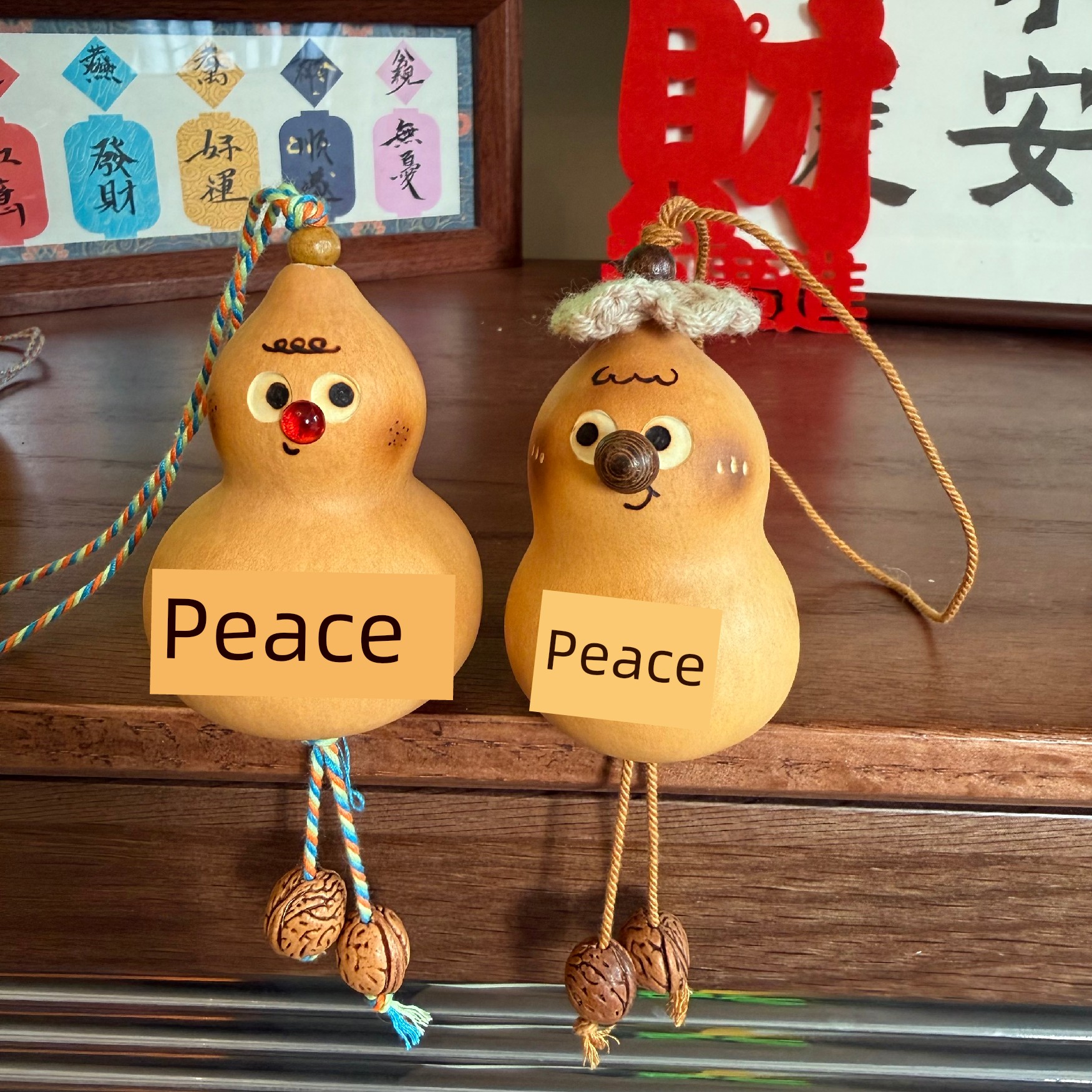 Natural Handmade Small Real Gourd Pendant Car Decoration Creative Cute Stress-Relief Car Hanging Ornament Gift