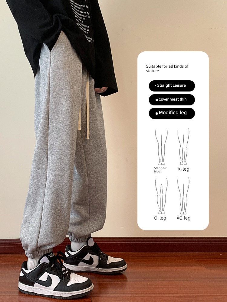 Autumn and winter teenagers Plush schoolboy leisure time trousers