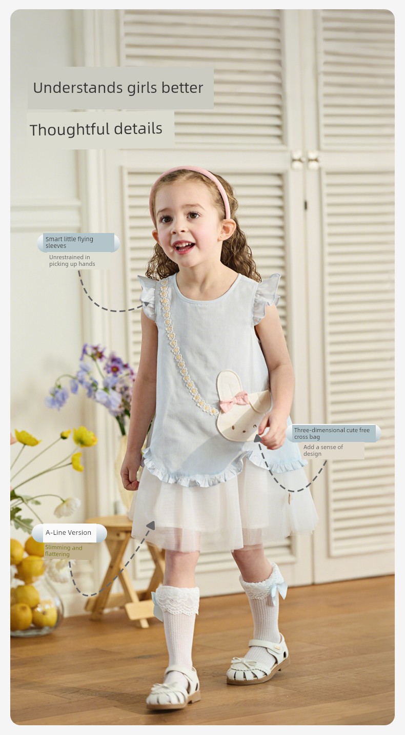 David Bella Girls' Summer Dress New Style Lyocell Cool Gauze Skirt Blue Princess Dress Baby Girl Dress — 11