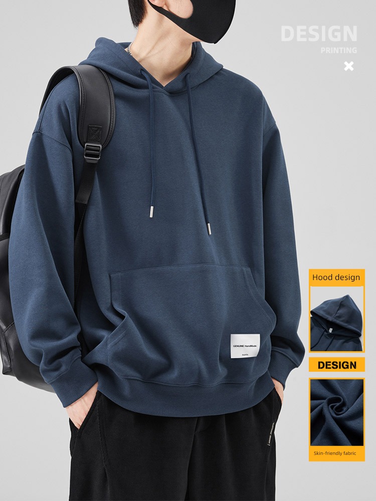 Sweater man Autumn and winter Chaopai easy Hooded leisure time Put on your clothes winter thickening keep warm Pounds Long sleeve loose coat