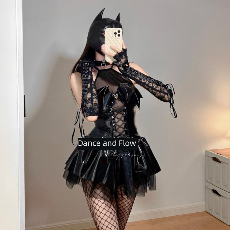 bar collar Dance team party black bat ds costume