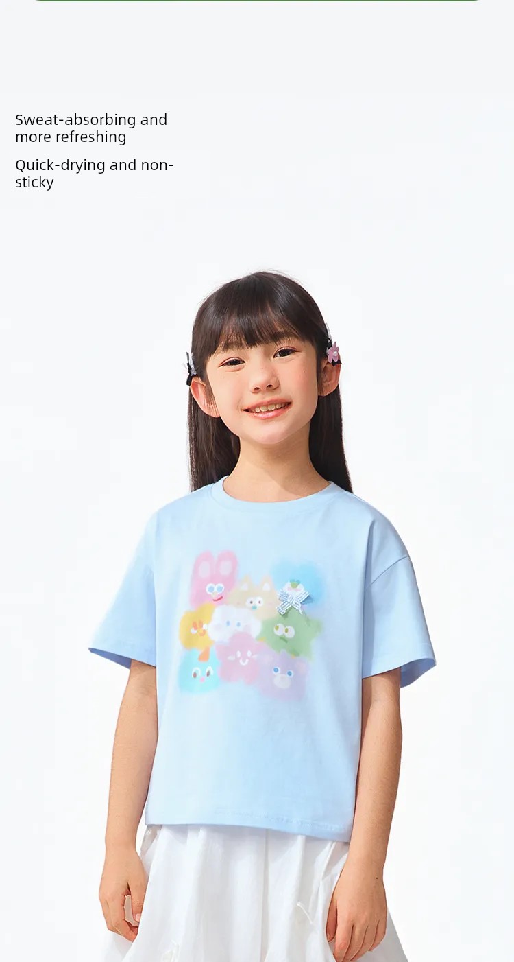 Semir Children's Short-Sleeve T-Shirt 2025 Summer New Style Comfortable Loose Printed Girls' Clothing with a Unique Design — 23