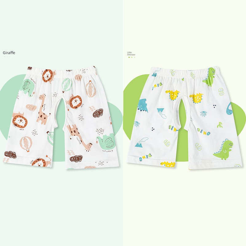 Jq Jingqi Baby Open-Crotch Pants Summer Thin Cotton Shorts for Infants, Unisex Children's Air-Conditioned Sleep Pants Children's Trousers — 8