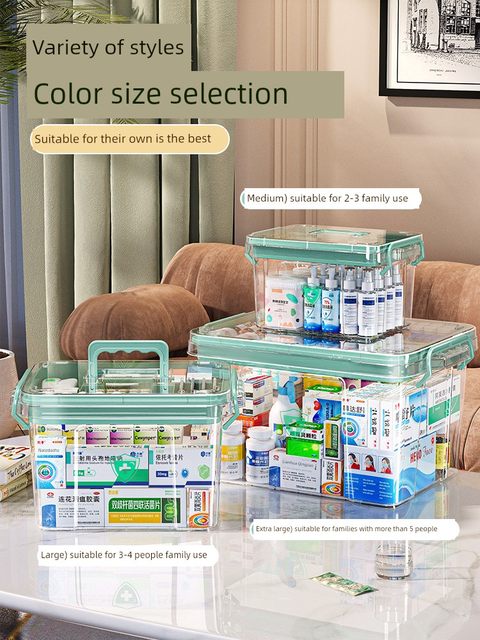 Multi-layer large capacity home transparent household medicine box medicine portable first aid medical care classification storage small medicine box