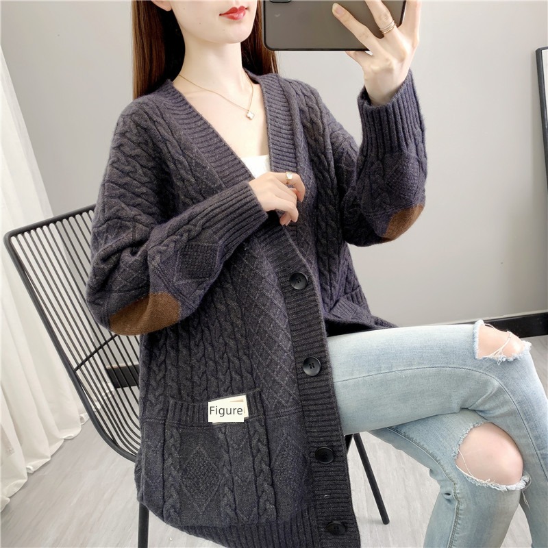 loose coat female Cardigan 2022 autumn knitting sweater