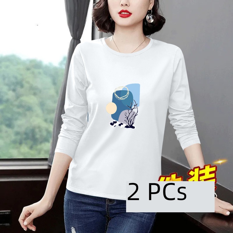 middle age Mother dress easy ma'am Autumn clothes Long sleeve T-shirt