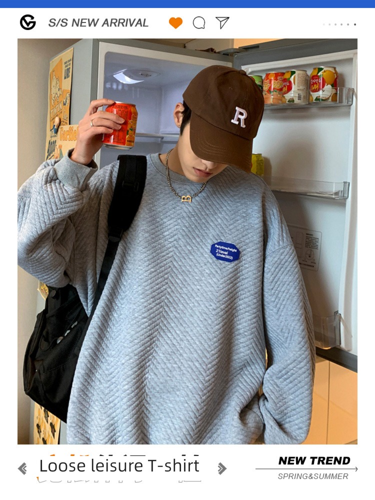 spring and autumn winter man leisure time white Long sleeve T-shirt