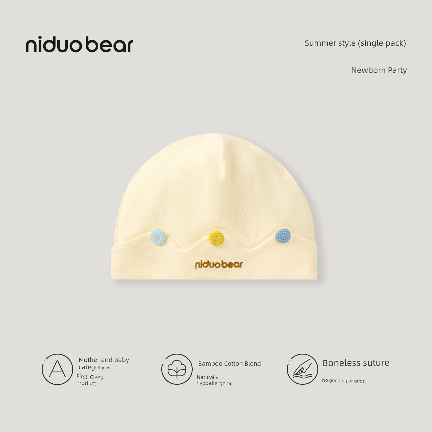 Niduoxiong Newborn Pure Cotton Small-Month Baby Beanie Cap — 1