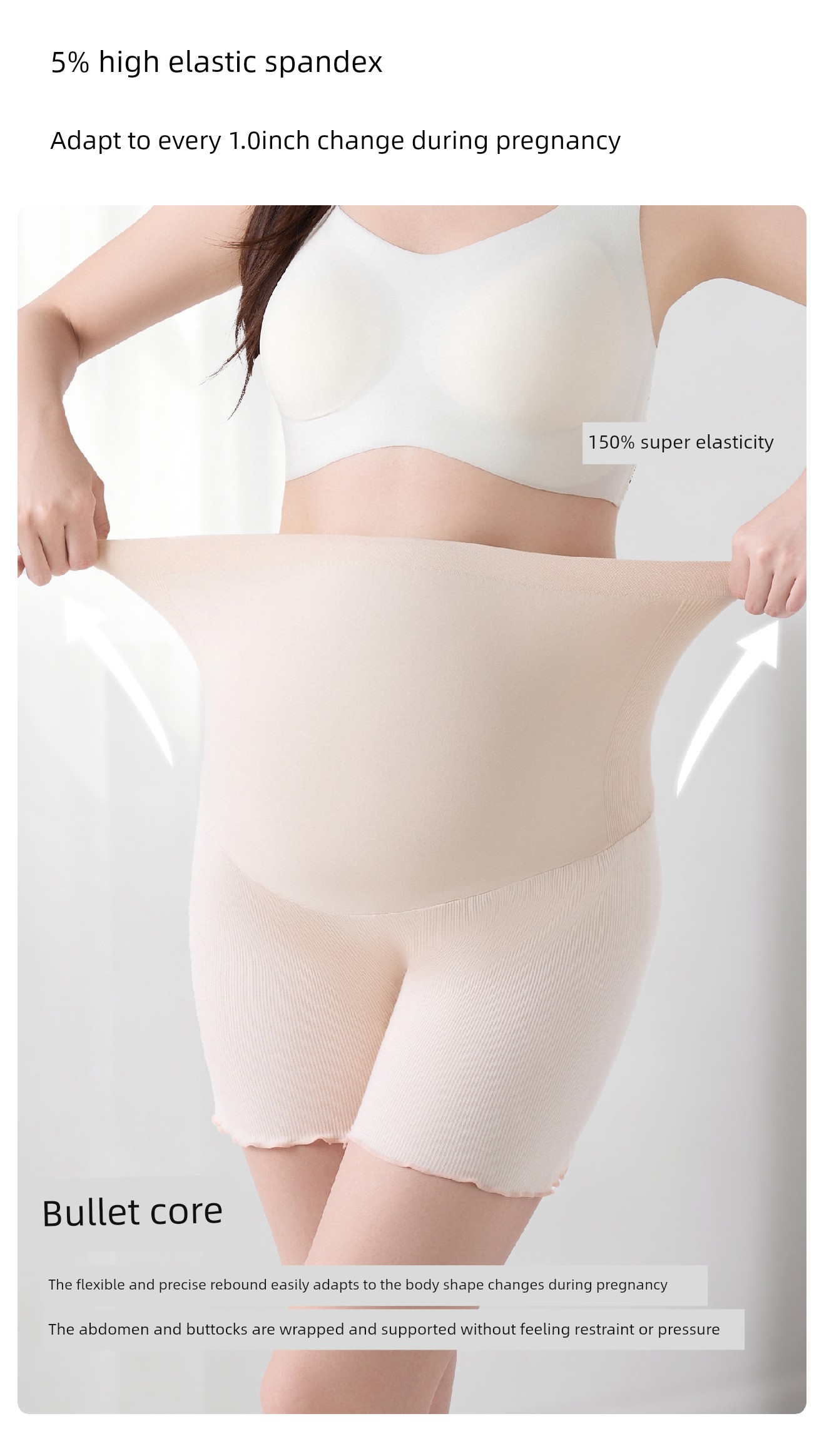 Yeehoo Maternity Safety Shorts Summer Thin Leggings 26 New High-Waisted Belly Support Seamless Anti-Exposure Three-Quarter Leggings — 7