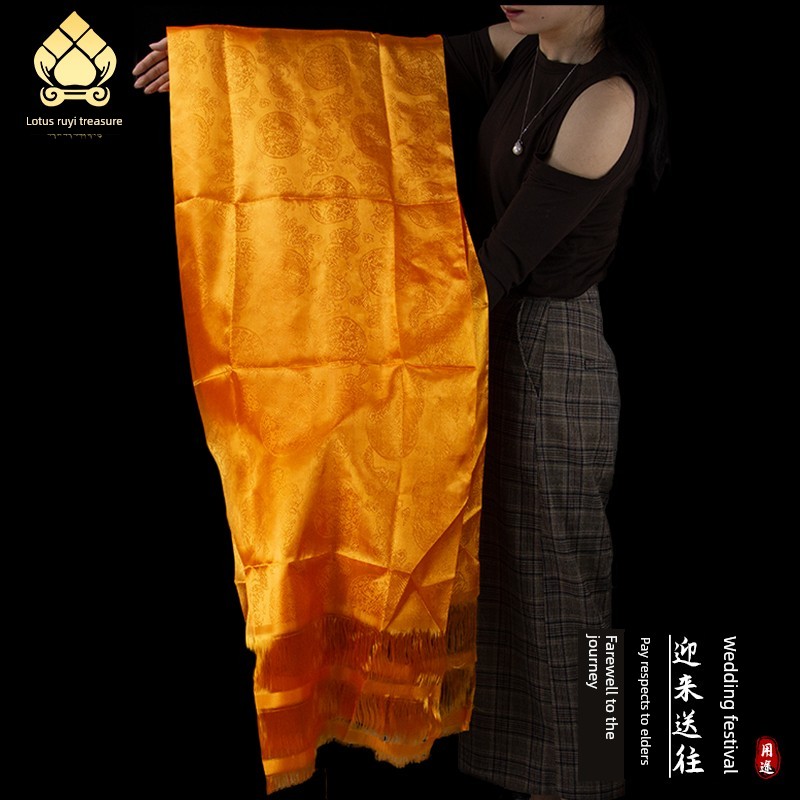 Hada Tibetan Accessories, Mongolian Ceremonial Items, Tibetan-Style Eight Auspicious Symbols Scarf, Imitation Silk Five-Color Wedding Scarf, Bulk Shipment