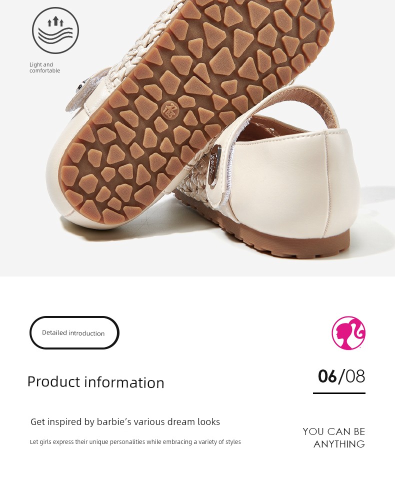 Barbie Children's Shoes, Girls' Shoes, Summer Thin Style 2026 New Leather Shoes, Soft-Soled Single Shoes, Princess Woven Shoes, Kidsren's Sandals — 10