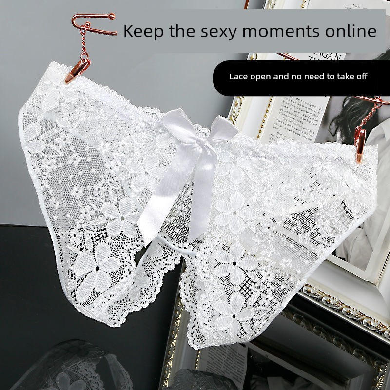 Couple's Shorts, Passionate Crotchless Panties, Thong with Opening, Sexy Mesh, Super Hot Thong Underwear, Lace for Women — 3