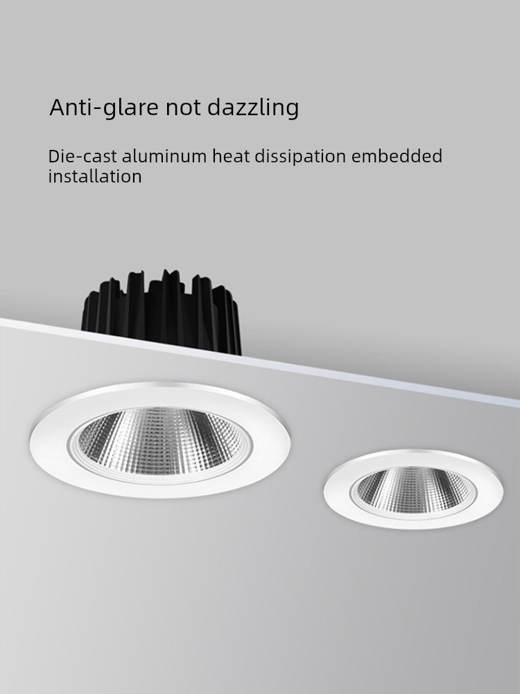 Cob Spotlight Embedded Led3w Bull's Eye Lamp 5 W7w Ceiling Lamp 7.5 Adjustable Hole Lamp Downlight Background Wall Hole Lamp