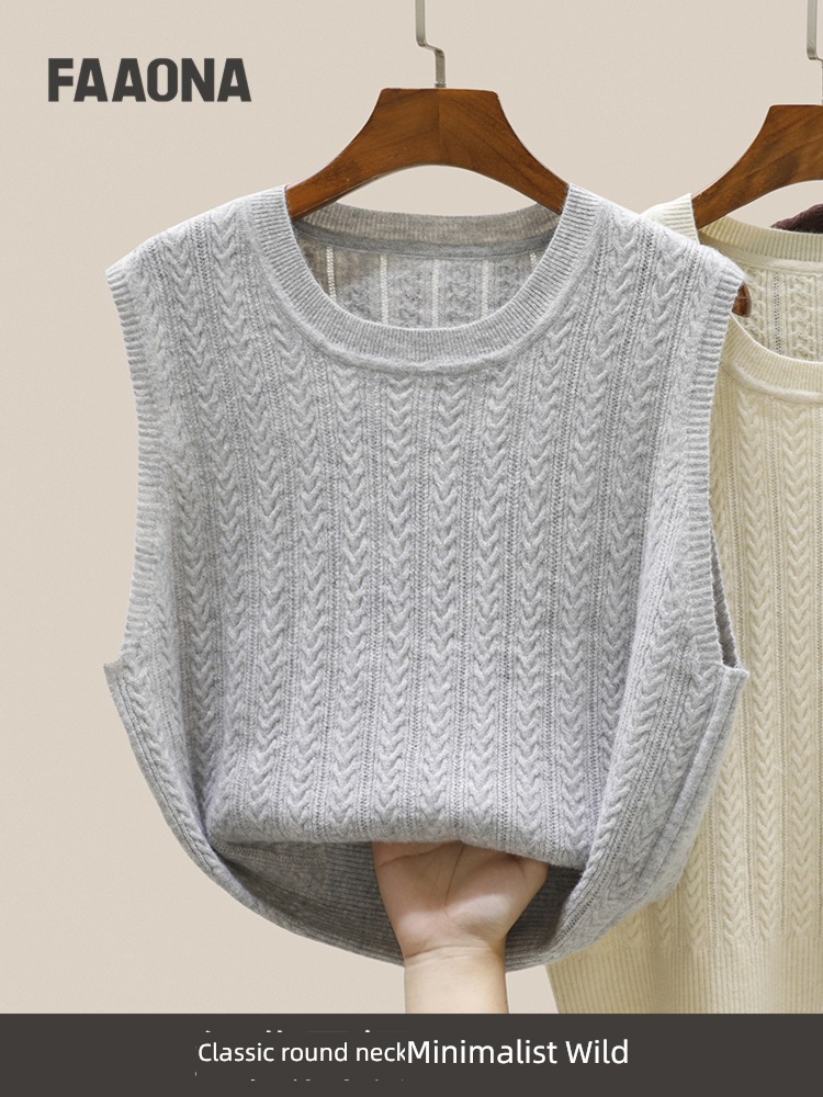 sweater vest Hemp flowers Undershirt Foreign style knitting Vest