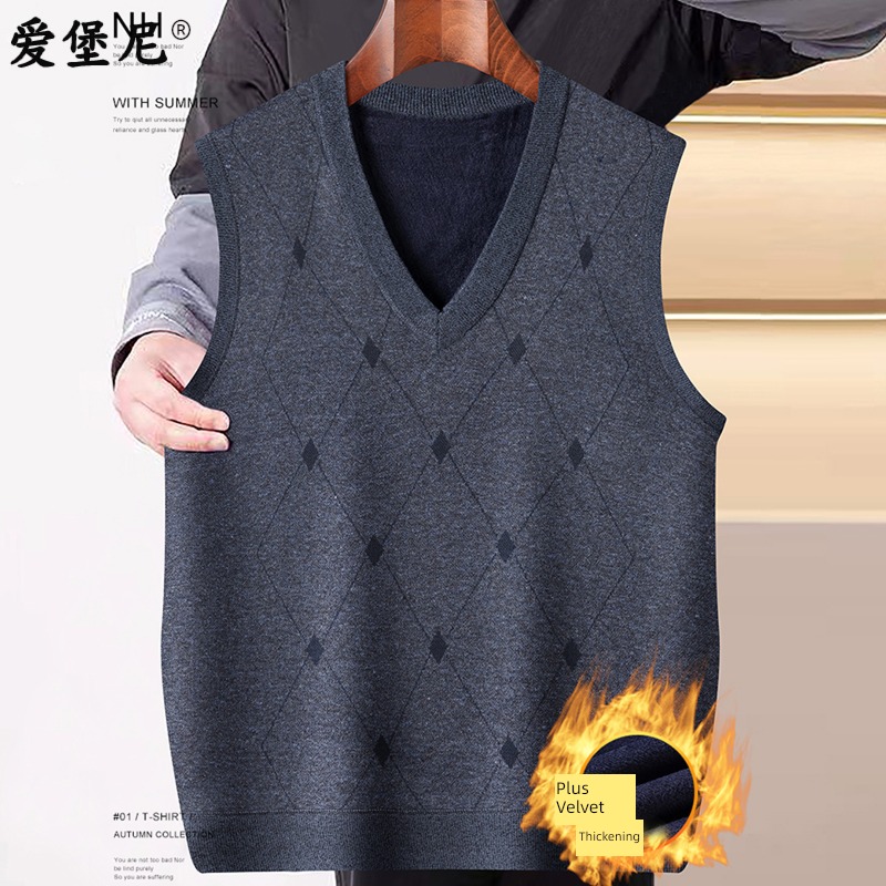 Autumn and winter thickening vest the elderly Cardigan grandpa Vest