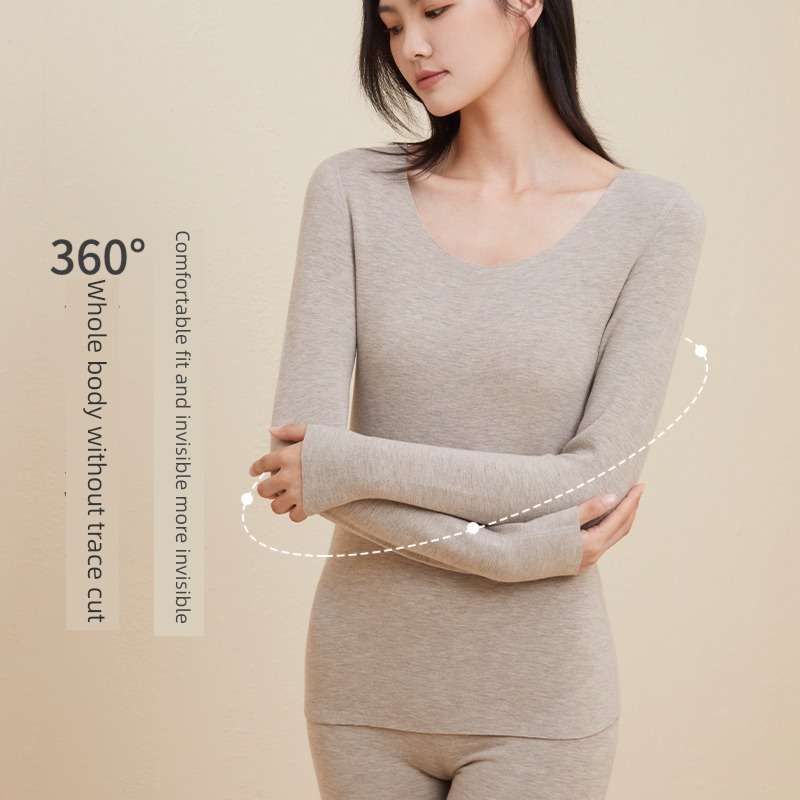 keep warm suit ma'am Autumn and winter Plush thickening Lay a foundation jacket trousers Derong Cashmere Self heating Autumn clothes and pants