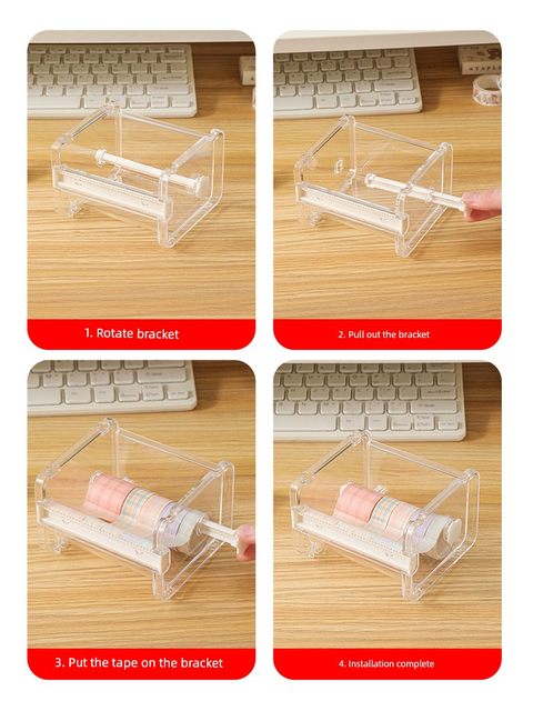 Transparent tape cutter small tape tear breaker student special tape storage pedestal double serrated tooth can be stacked