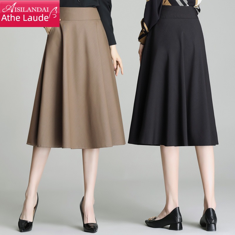 Spring and Autumn Medium and long term Show thin Pleat Big swing skirt