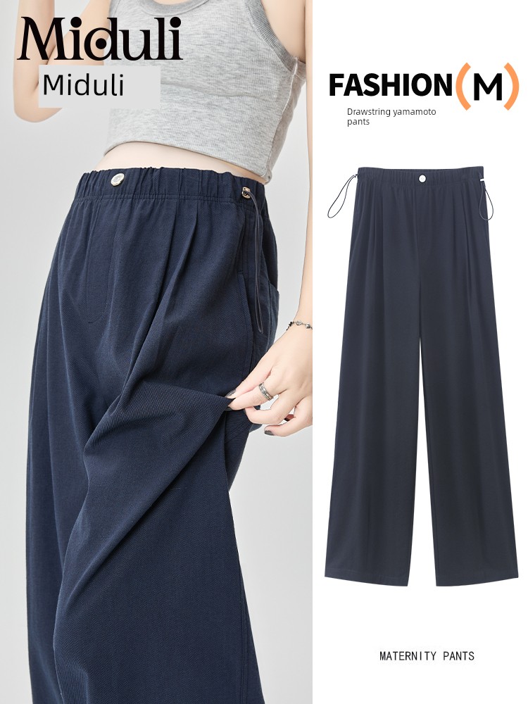 Maternity Pants for Autumn That Don'T Squeeze the Belly, Wide-Leg Pants for Summer, Thin Straight-Leg Pants for Pregnant Women, Petite Long Pants for Autumn