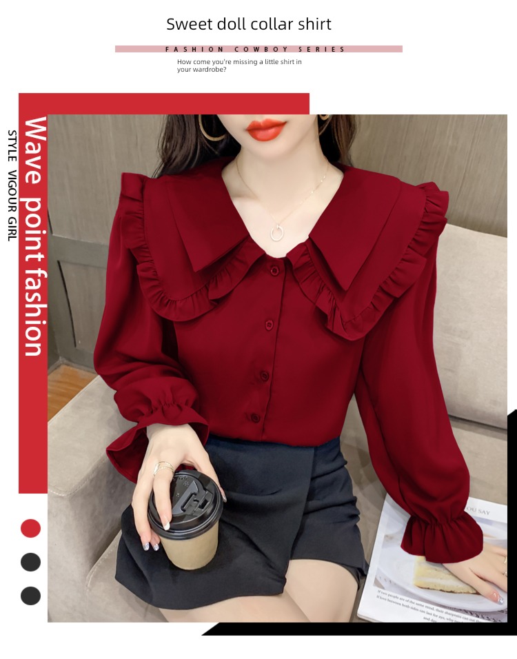 Early autumn jacket gules French summer wear Chiffon shirt