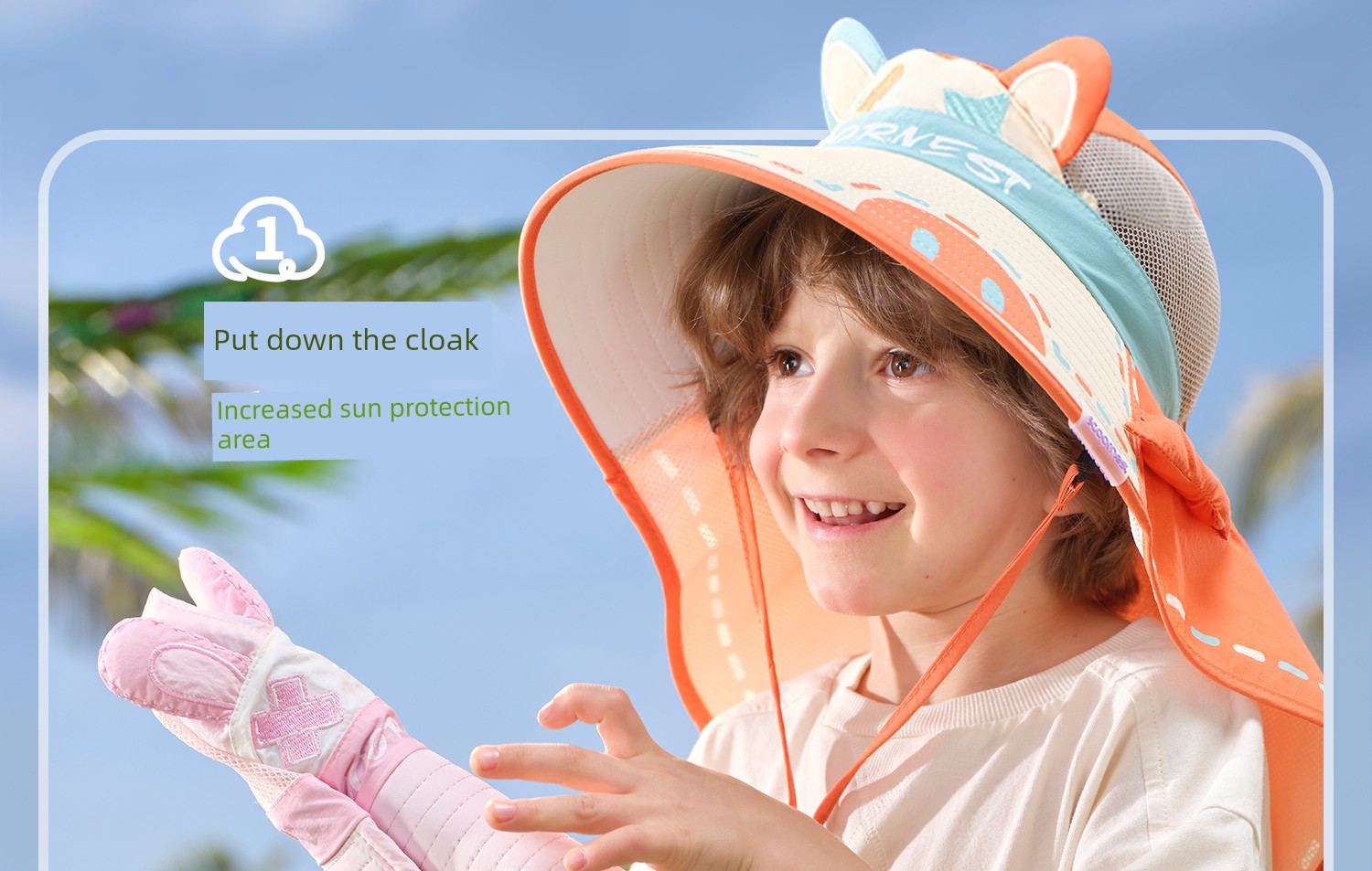 Kechao Kidsren's Sun Protection Hat Spring and Summer Uv Protection Baby Sunshade Hat for Boys and Girls with Large Brim — 31