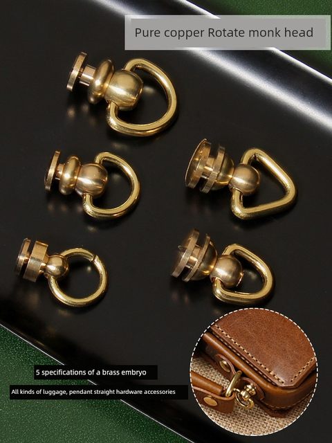 Pure copper belt ring rotary monk head Pure copper monk head pacifier nail Hand sewing leather art hardware bag accessories